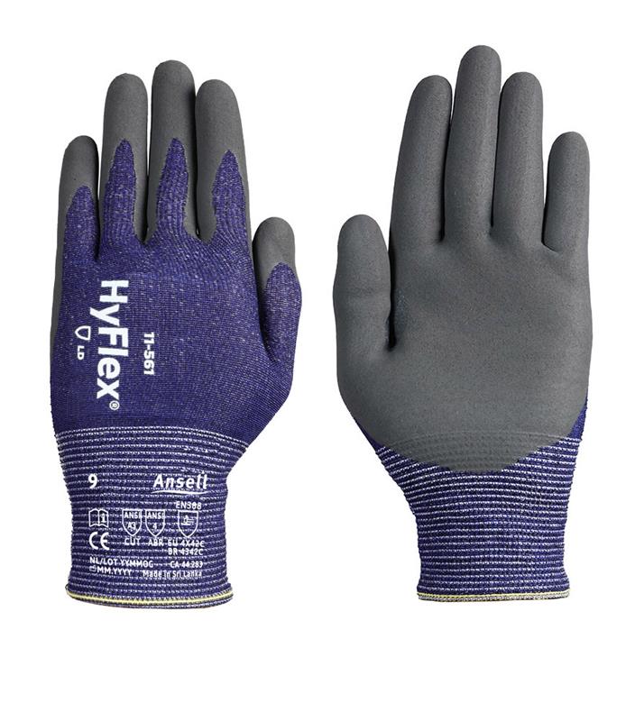 ANSELL HYFLEX 11-561 NITRILE PALM COAT - Tagged Gloves